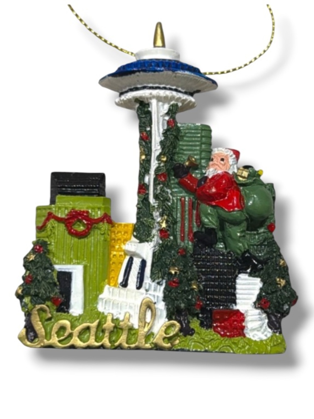 Seattle Christmas Tree Ornament Space Needle Santa Claus Souvenir Holiday